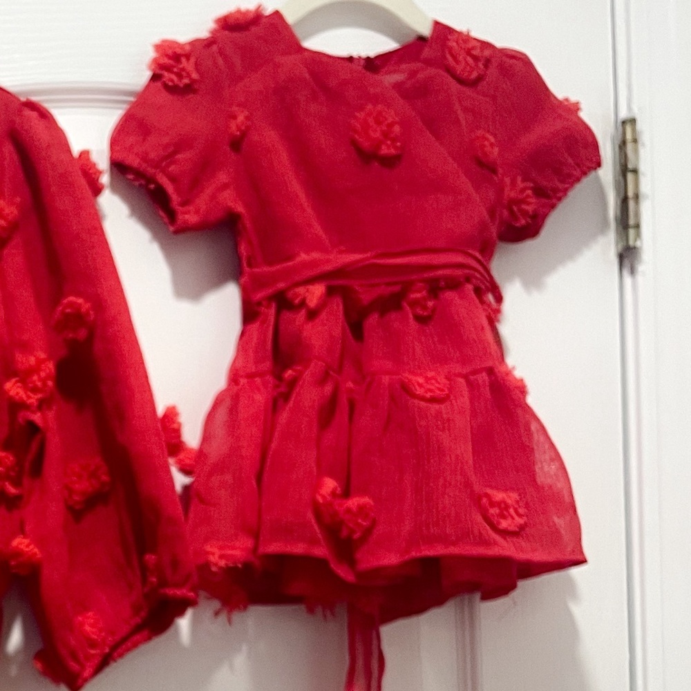 Ivy City Co. Pom Pom baby dress in red!